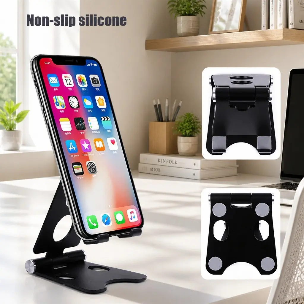 Portable Foldable Phone Holder Red 10X8X6cm Multi-Function Adjustable Stand