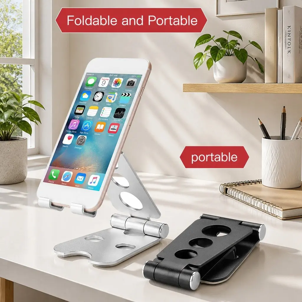 Portable Foldable Phone Holder Red 10X8X6cm Multi-Function Adjustable Stand