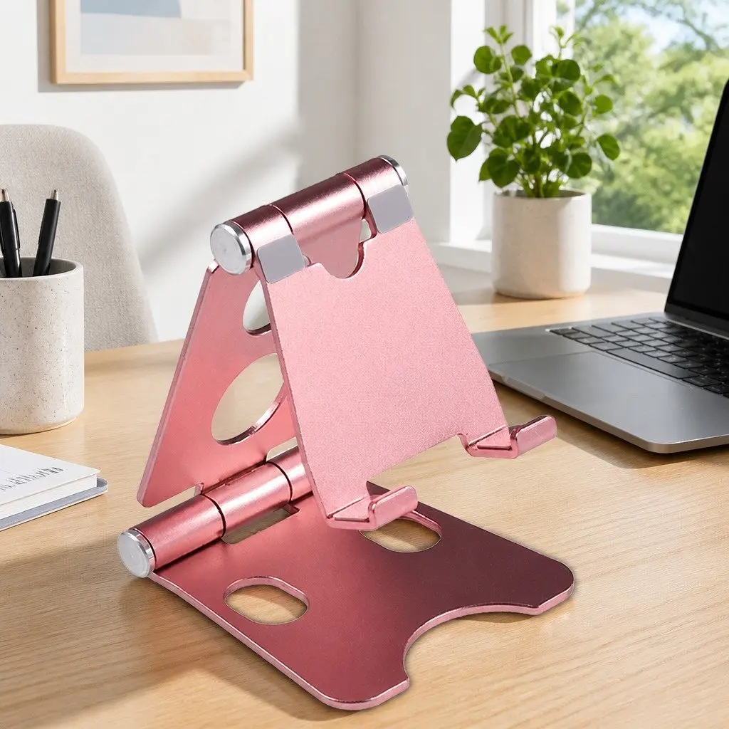 Mobile Phone Holder Rose Gold Adjustable Portable Folding Stand
