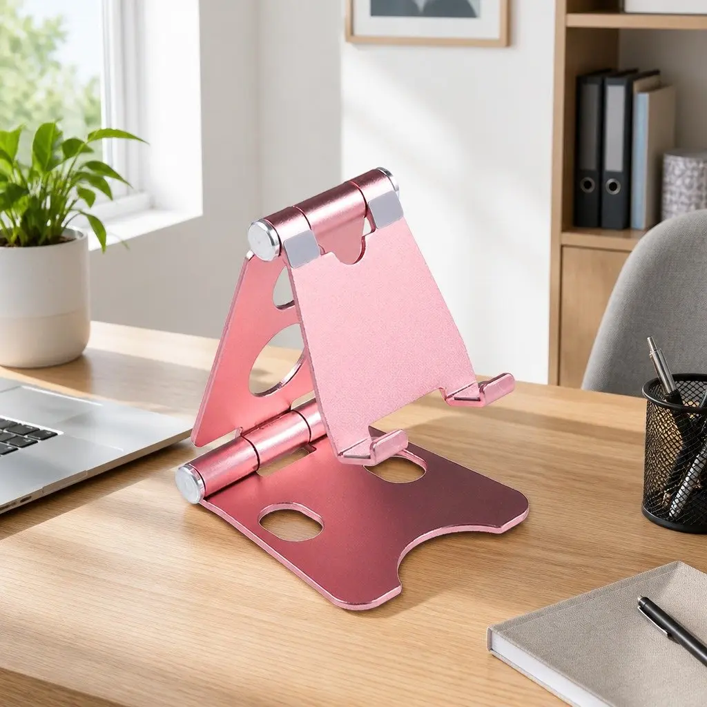 Mobile Phone Holder Rose Gold Adjustable Portable Folding Stand