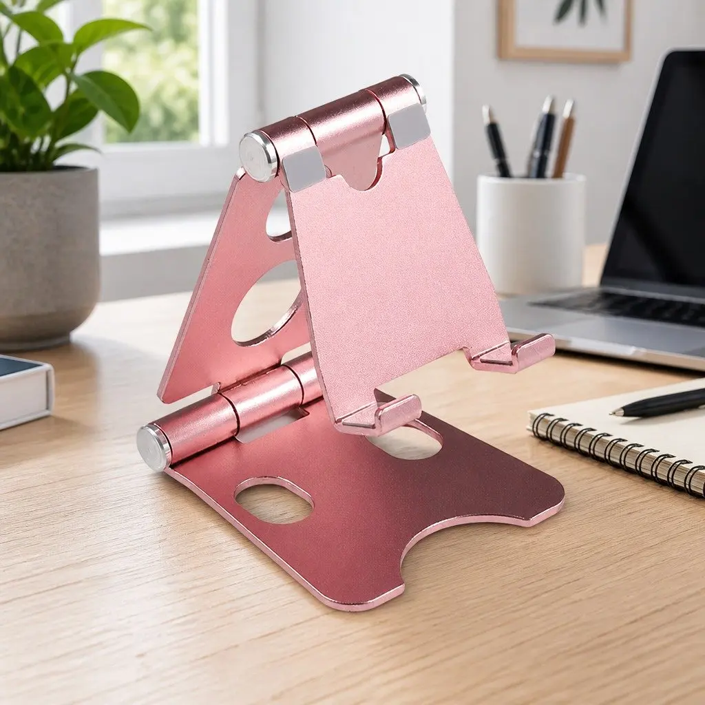 Mobile Phone Holder Rose Gold Adjustable Portable Folding Stand