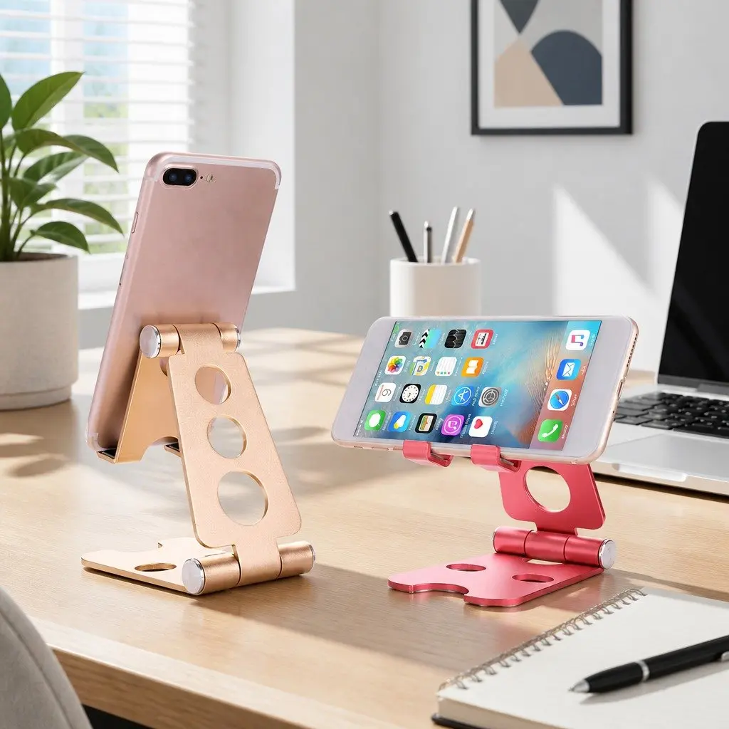 Mobile Phone Holder Rose Gold Adjustable Portable Folding Stand