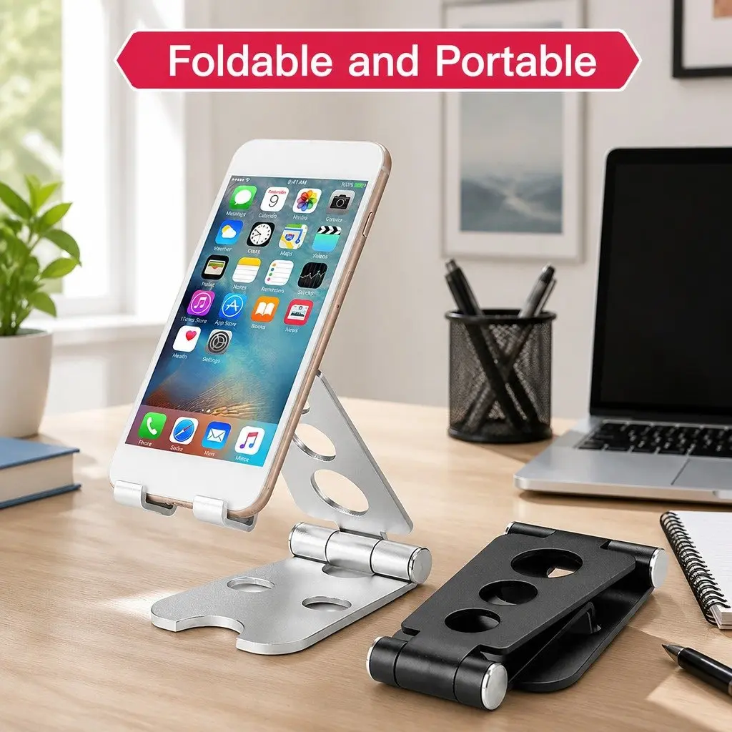Mobile Phone Holder Rose Gold Adjustable Portable Folding Stand
