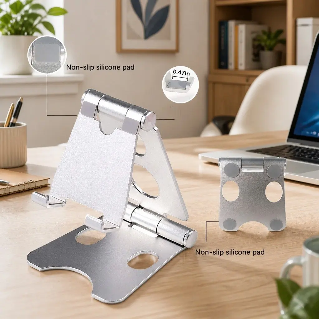 Mobile Phone Holder Rose Gold Adjustable Portable Folding Stand