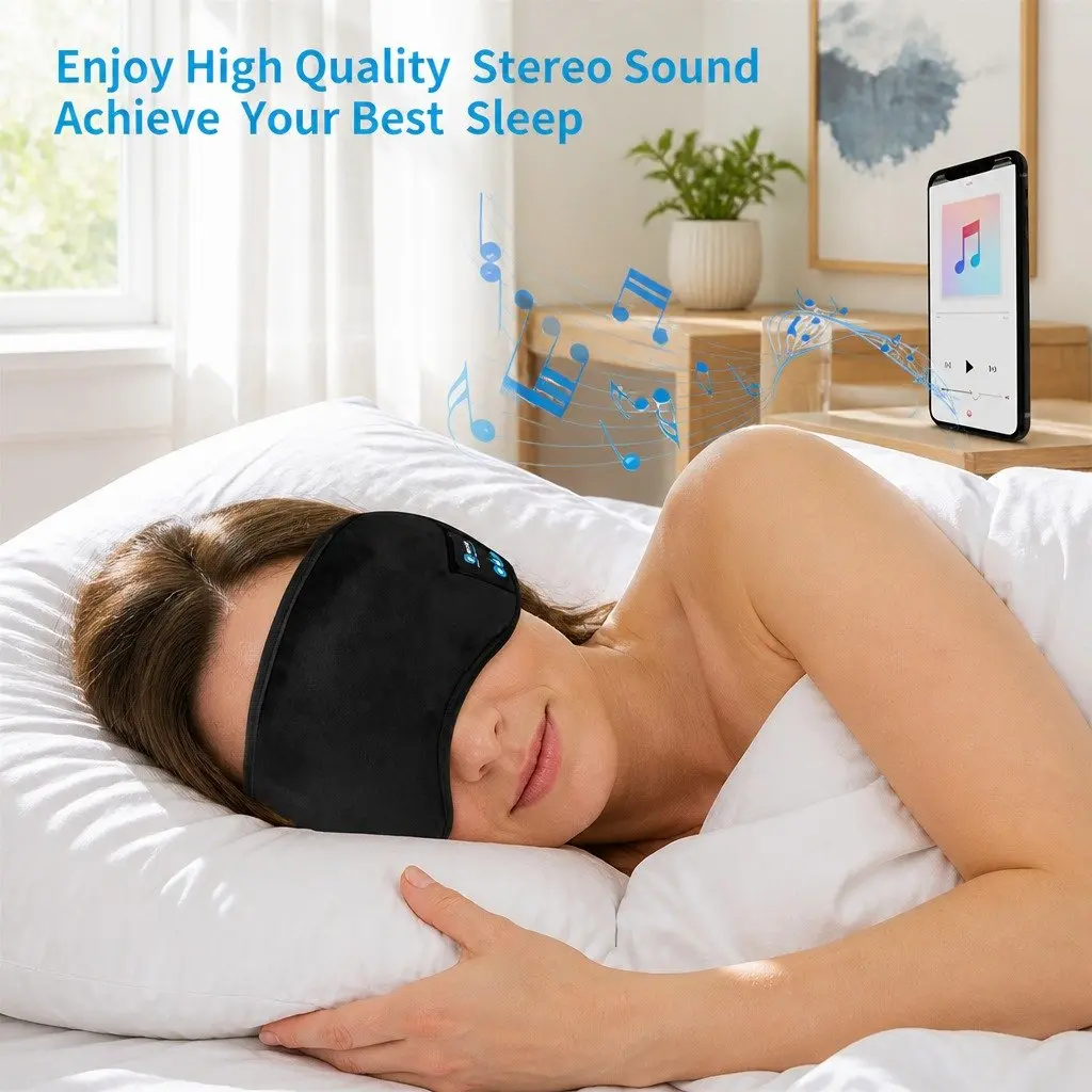 Wireless Bluetooth Stereo Sleep Eye Mask Headphones Music Audio Device