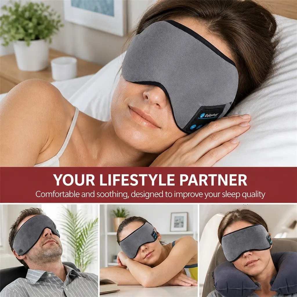 Wireless Bluetooth Stereo Sleep Eye Mask Headphones Music Audio Device