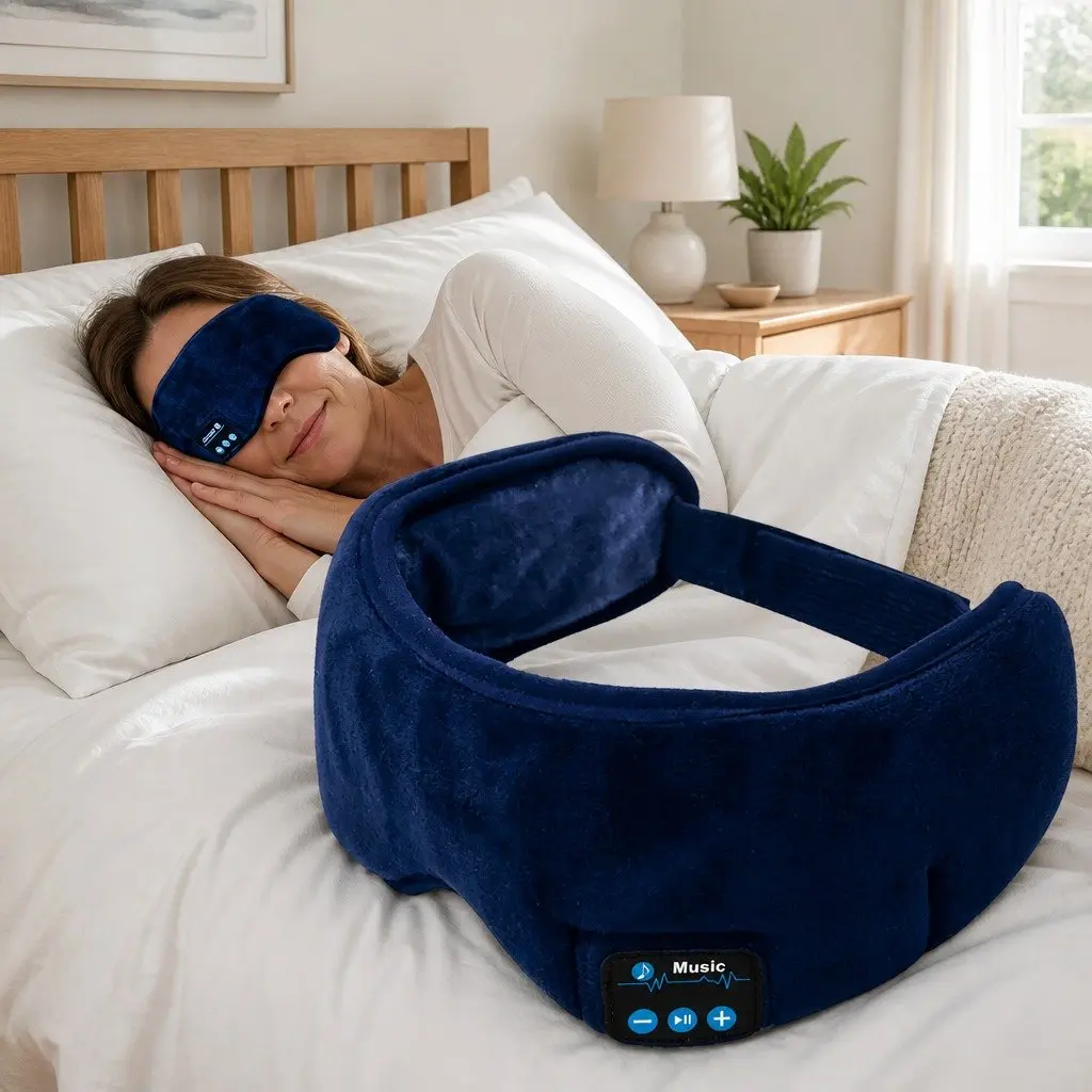 Bluetooth Eye Mask Blue 13x16.5x6cm Wireless Stereo Headphones for Music and Rest