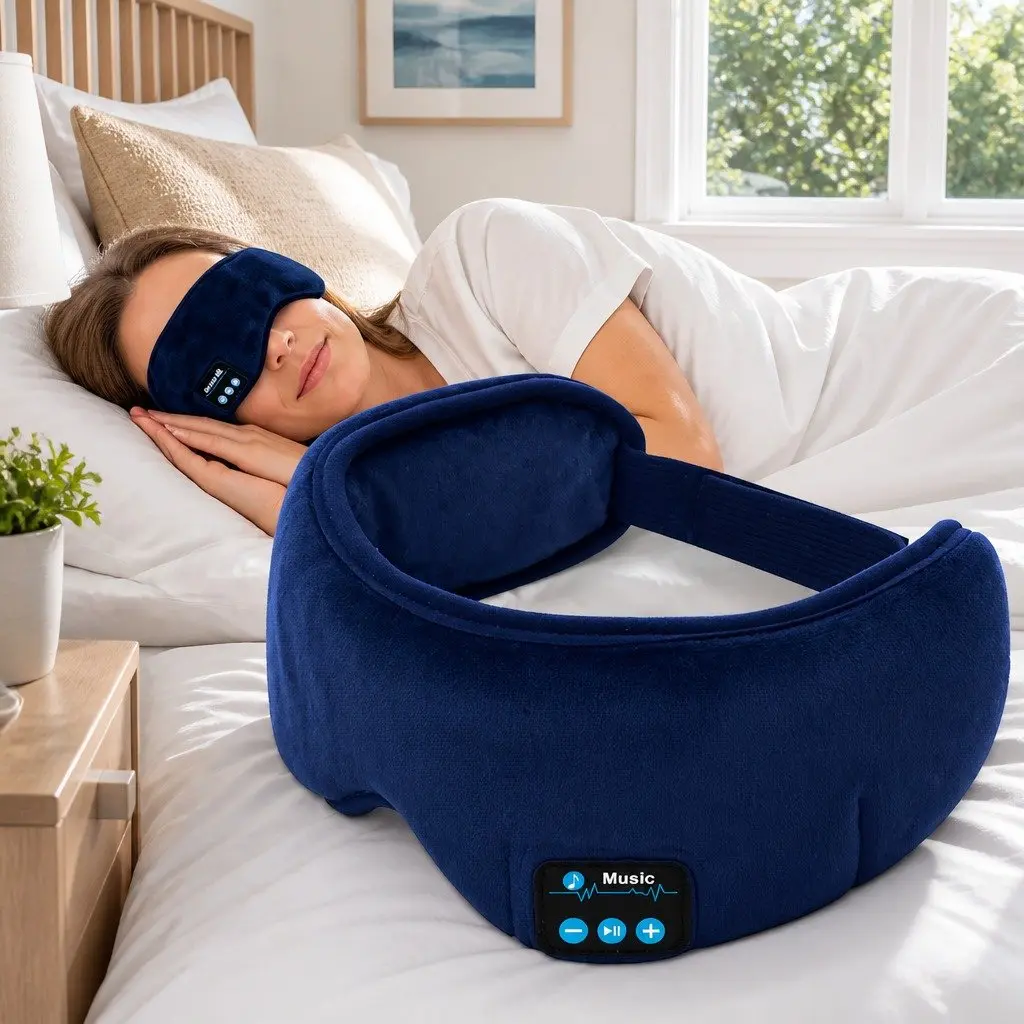 Bluetooth Eye Mask Blue 13x16.5x6cm Wireless Stereo Headphones for Music and Rest