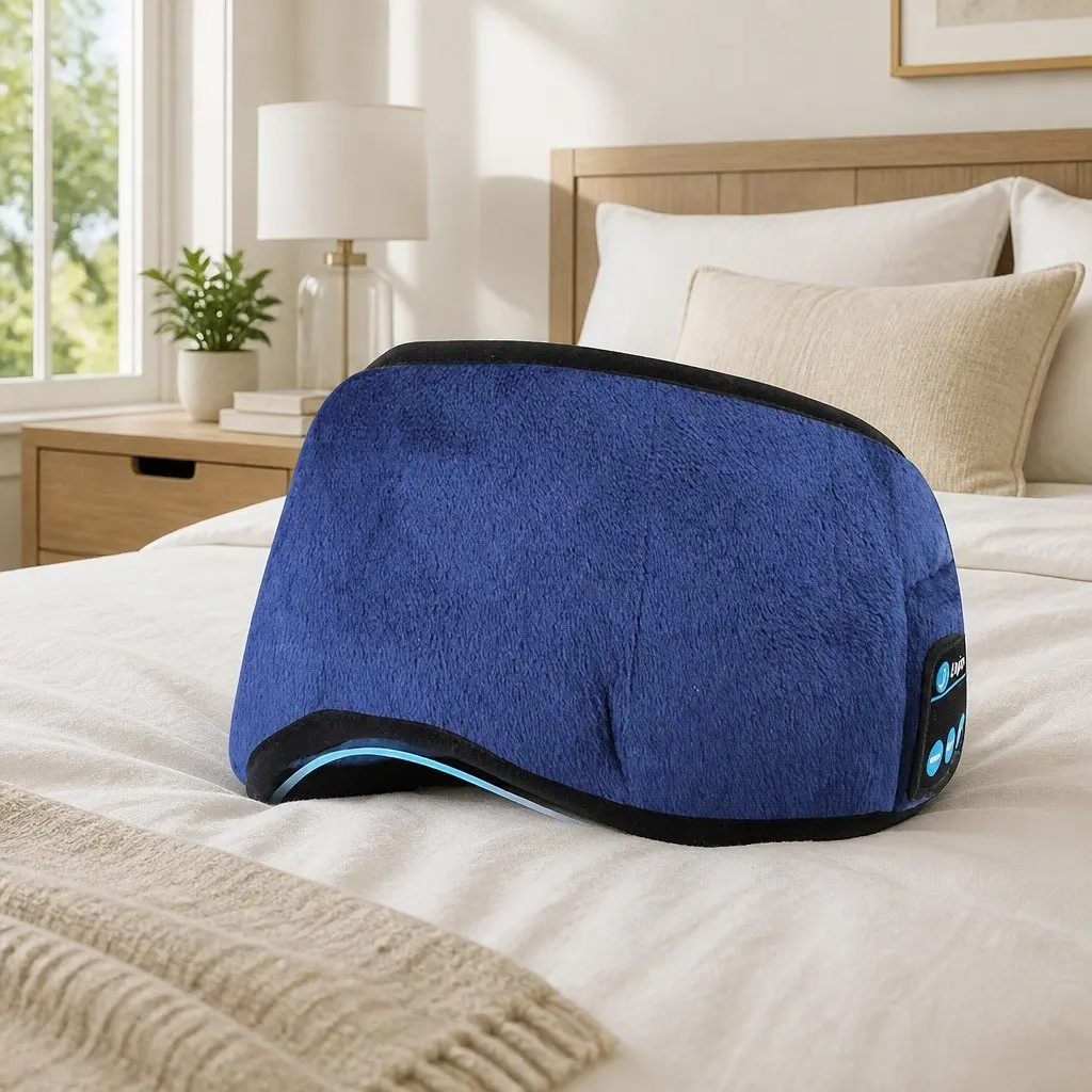 Bluetooth Eye Mask Blue 13x16.5x6cm Wireless Stereo Headphones for Music and Rest