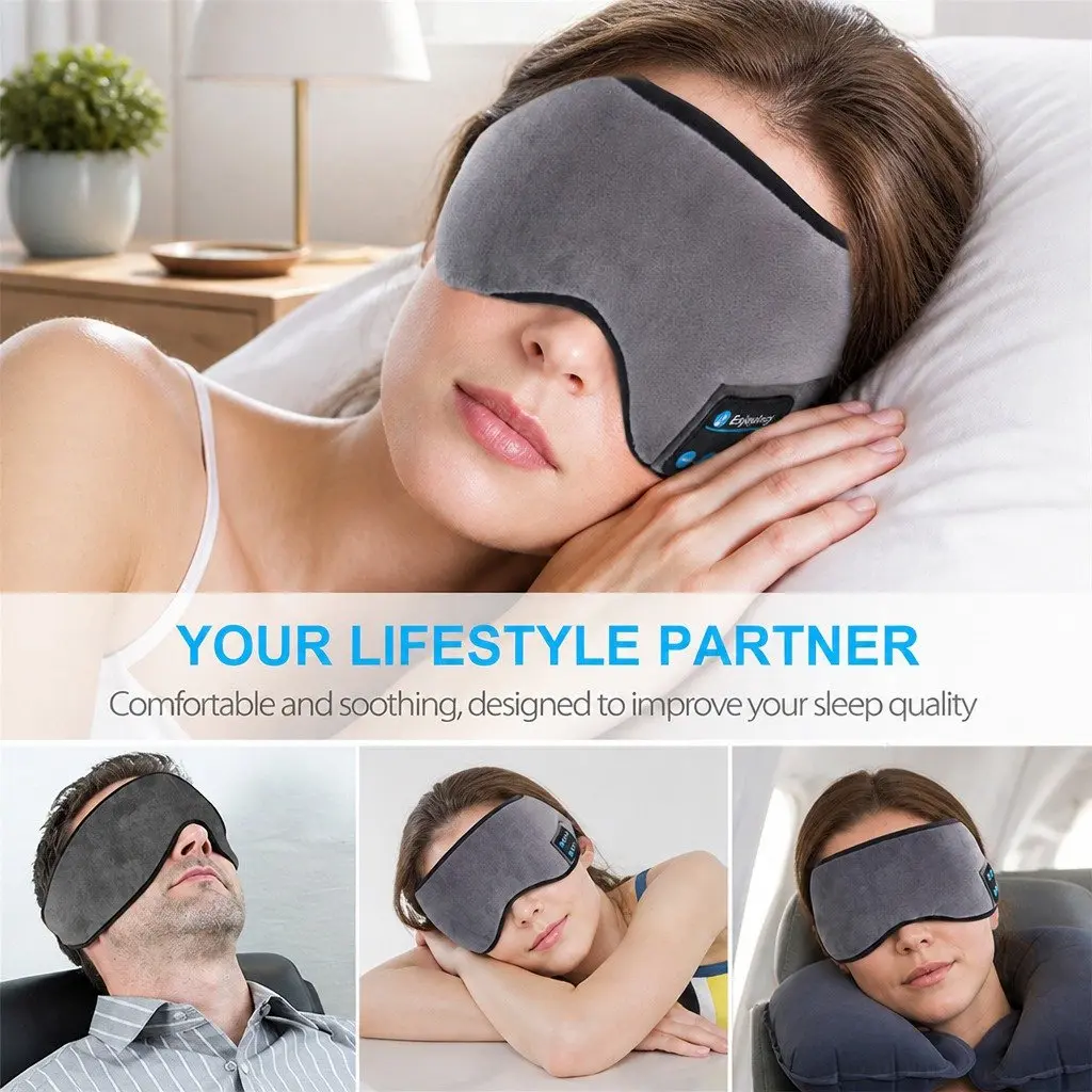 Bluetooth Eye Mask Blue 13x16.5x6cm Wireless Stereo Headphones for Music and Rest