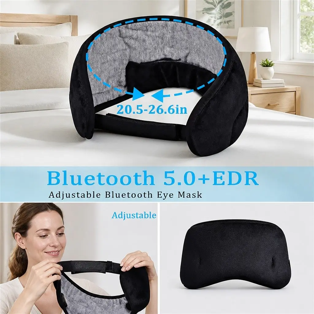 Bluetooth Eye Mask Blue 13x16.5x6cm Wireless Stereo Headphones for Music and Rest