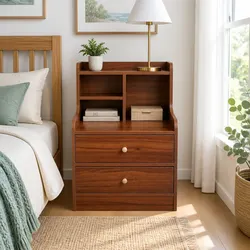 Compact and Stylish Reddish-Brown Bedside Table