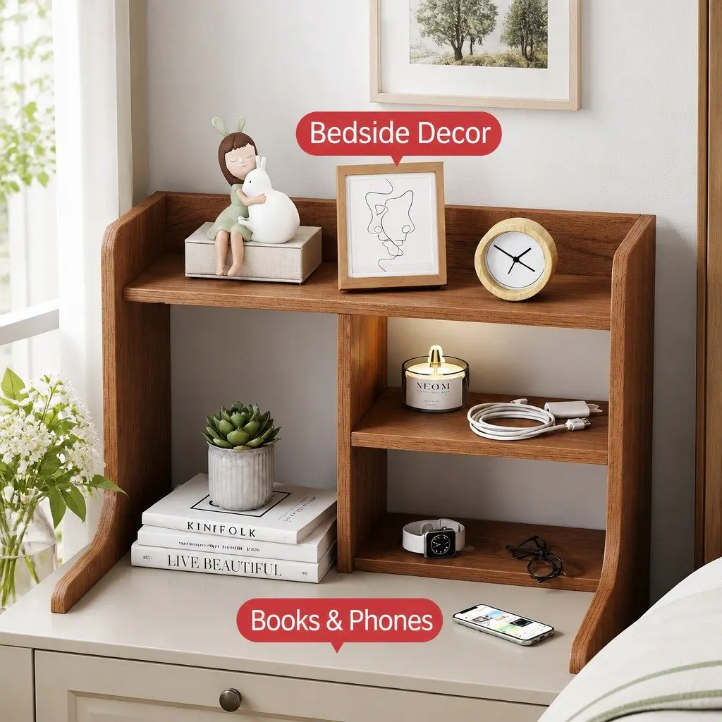 Bedside Table Reddish-Brown 70cm 2 Drawers Compartment