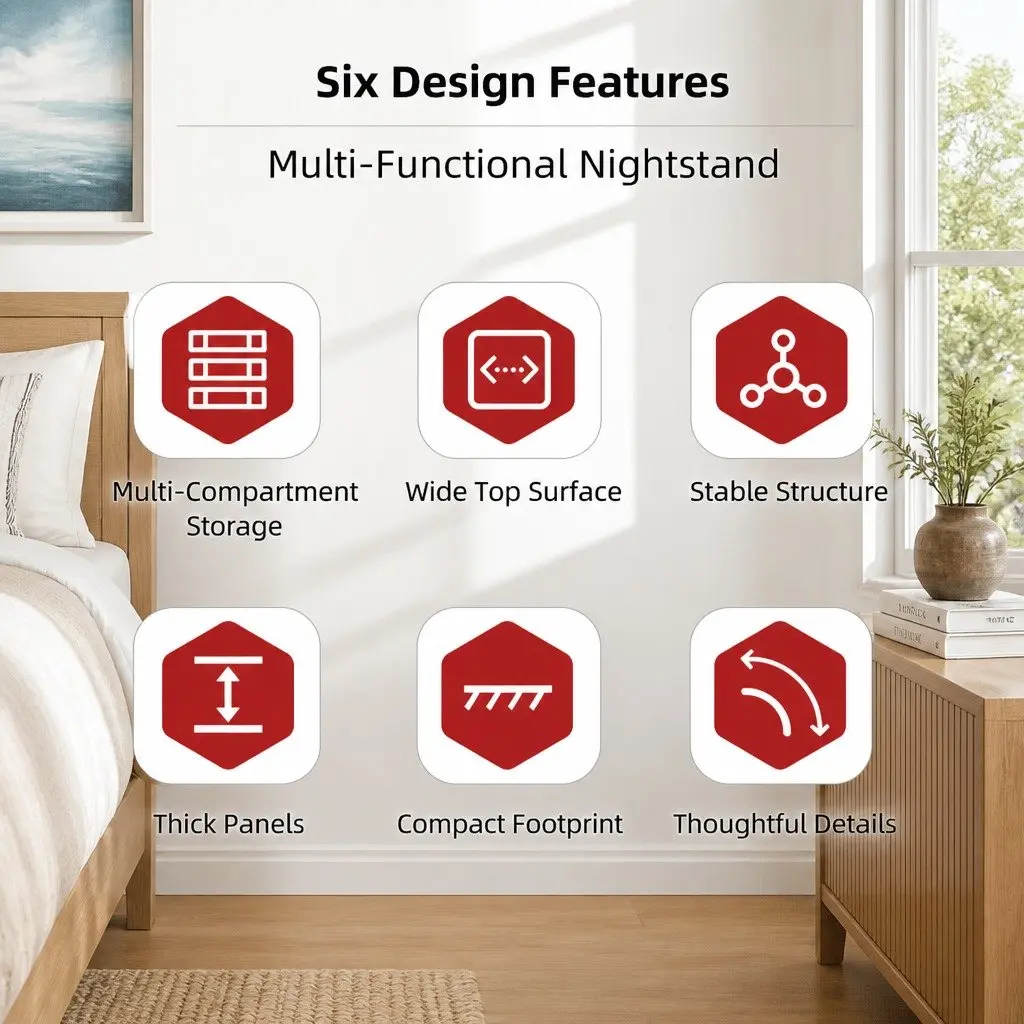 Bedside Table White 67cm 2 Drawers Curved Sides