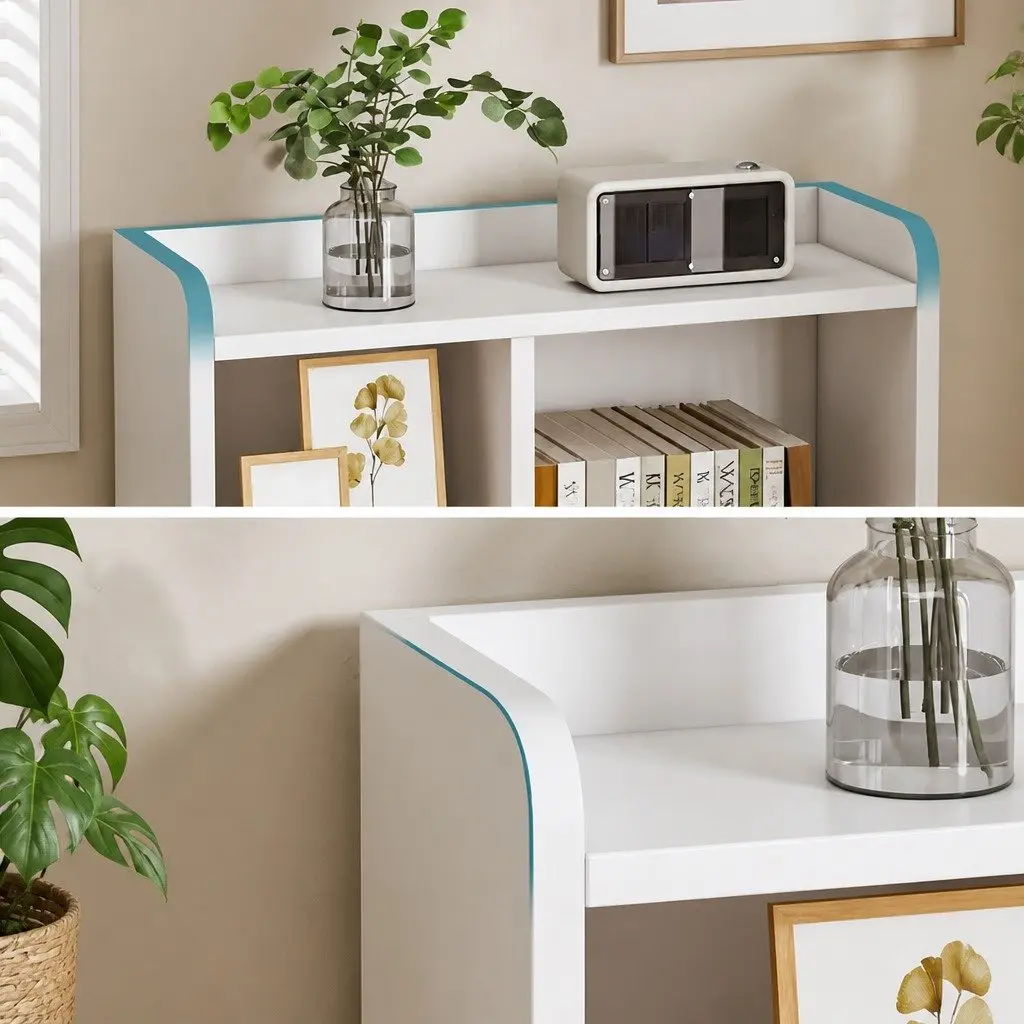 Bedside Table White 67cm 2 Drawers Curved Sides