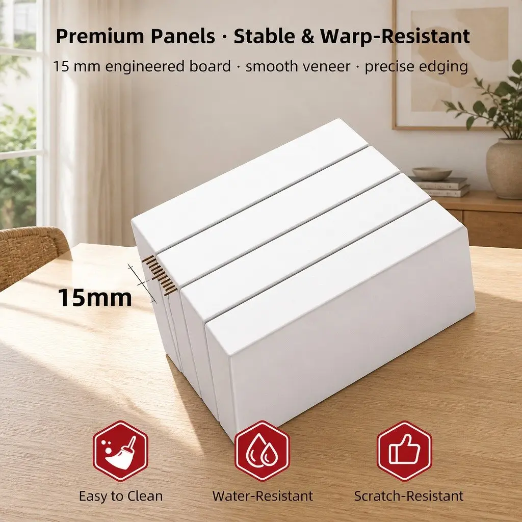 Bedside Table White 67cm 2 Drawers Curved Sides