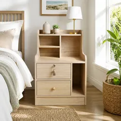 Nordic-Style Bedside Table with Ample Storage Space