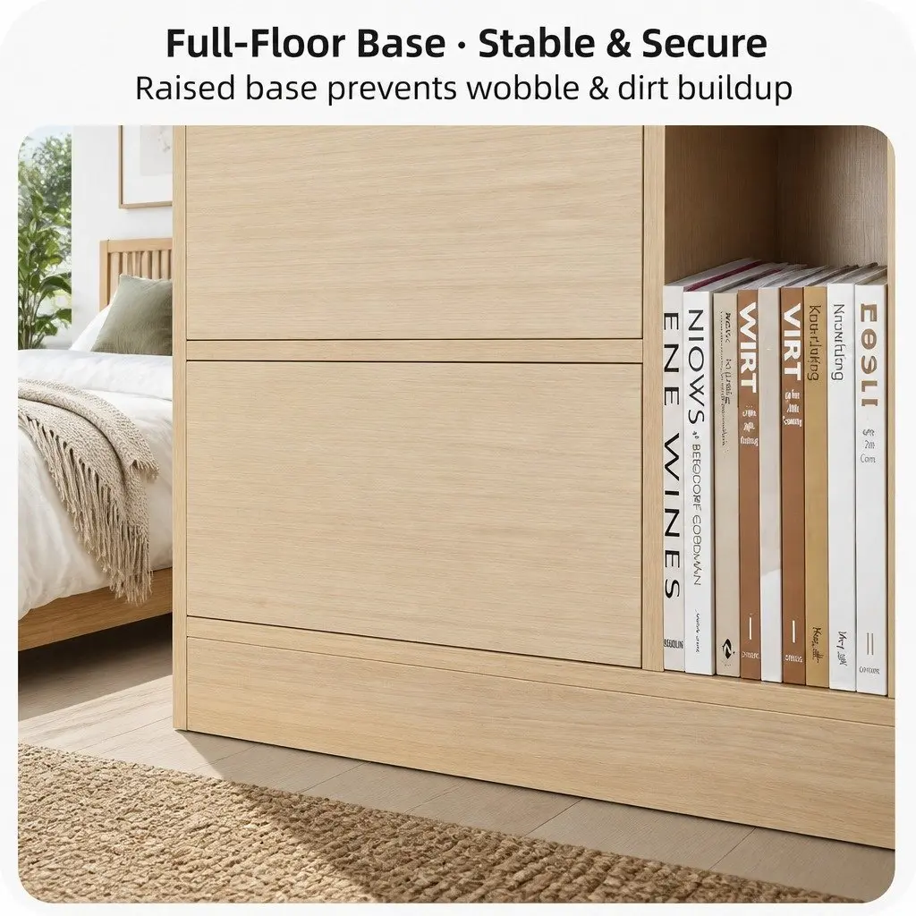 Bedside Table Light Wood 70cm 2 Drawers Open Shelf