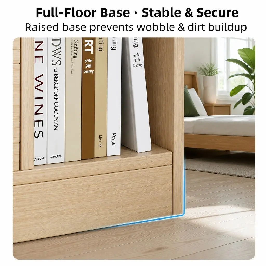 Bedside Table Light Wood 70cm 2 Drawers Open Shelf