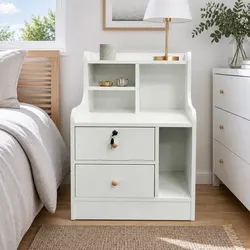 Compact White Nightstand with Multi-Functional Design