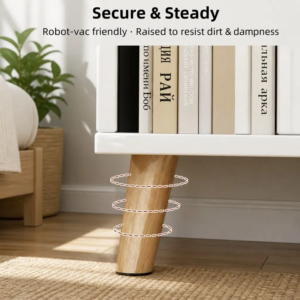 Bedside Table Warm White 47 cm with 2 Drawers and Open Shelf