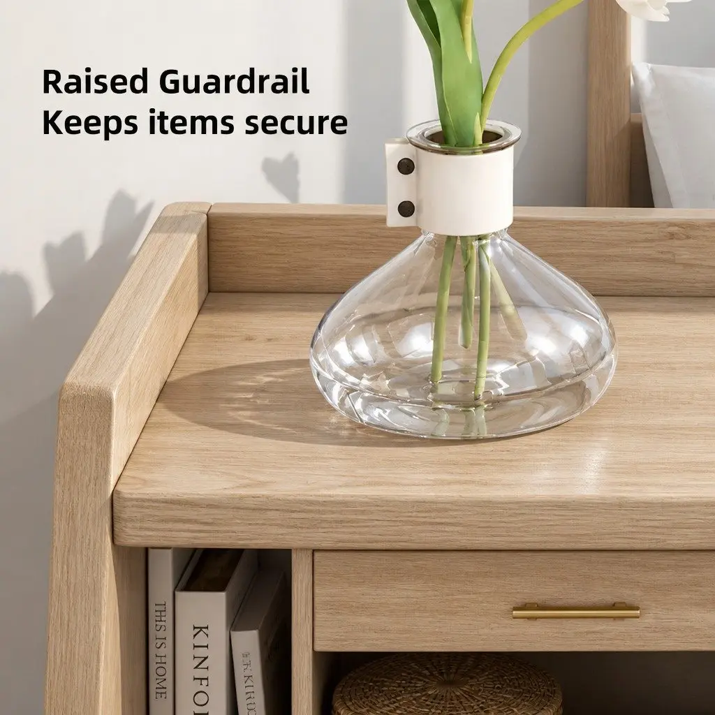Bedside Table Warm White 47 cm with 2 Drawers and Open Shelf