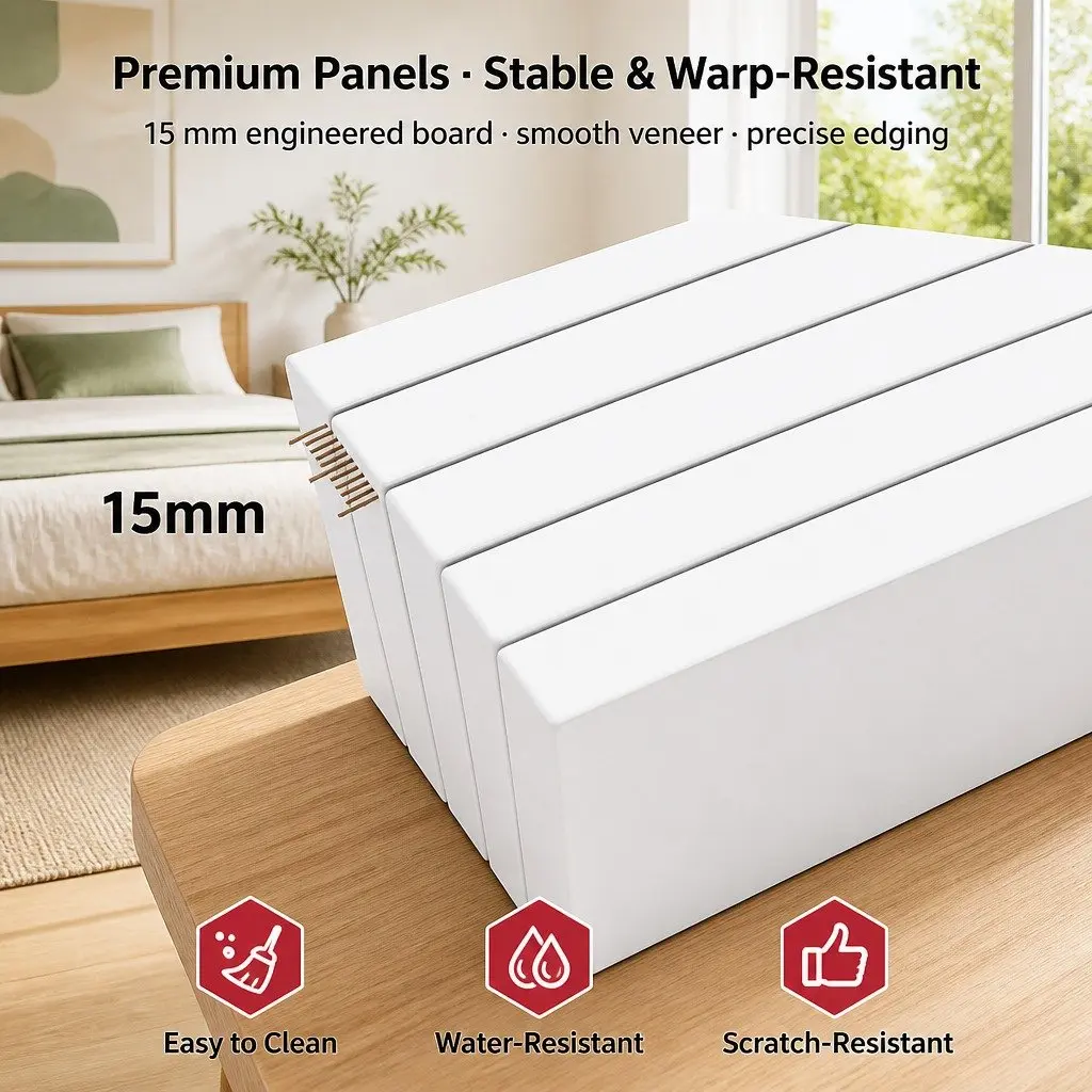 Bedside Table Warm White 47 cm with 2 Drawers and Open Shelf