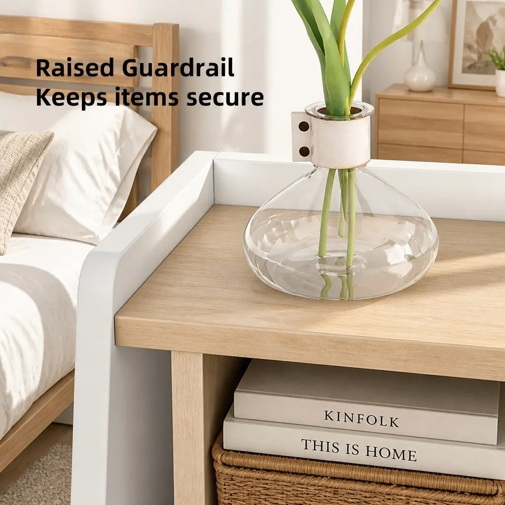 Bedside Table White 1 Drawer Open Shelves Nordic Style