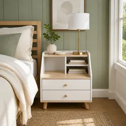 Concise Nordic Bedside Table with Two Drawers