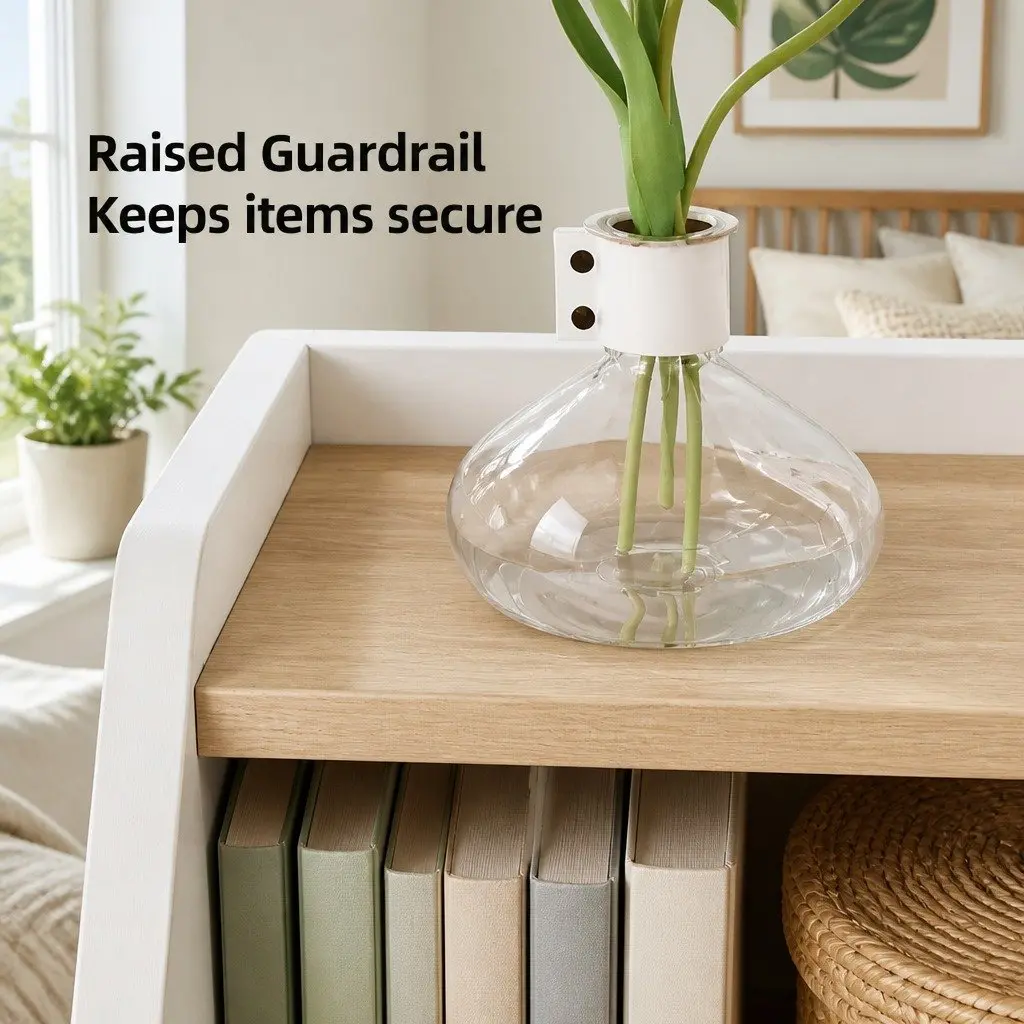 Bedside Table White 47 cm 2 Drawers Open Storage