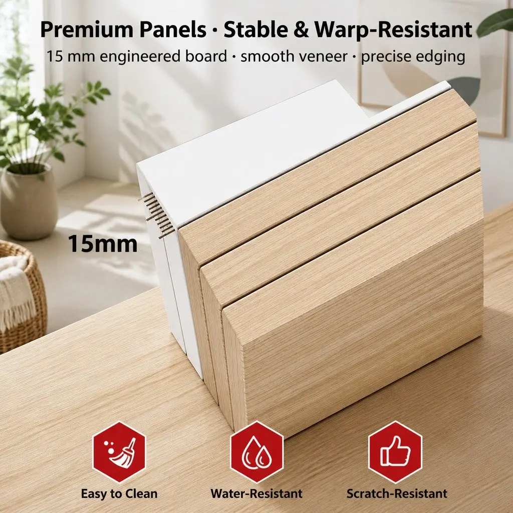 Bedside Table White 47 cm 2 Drawers Open Storage