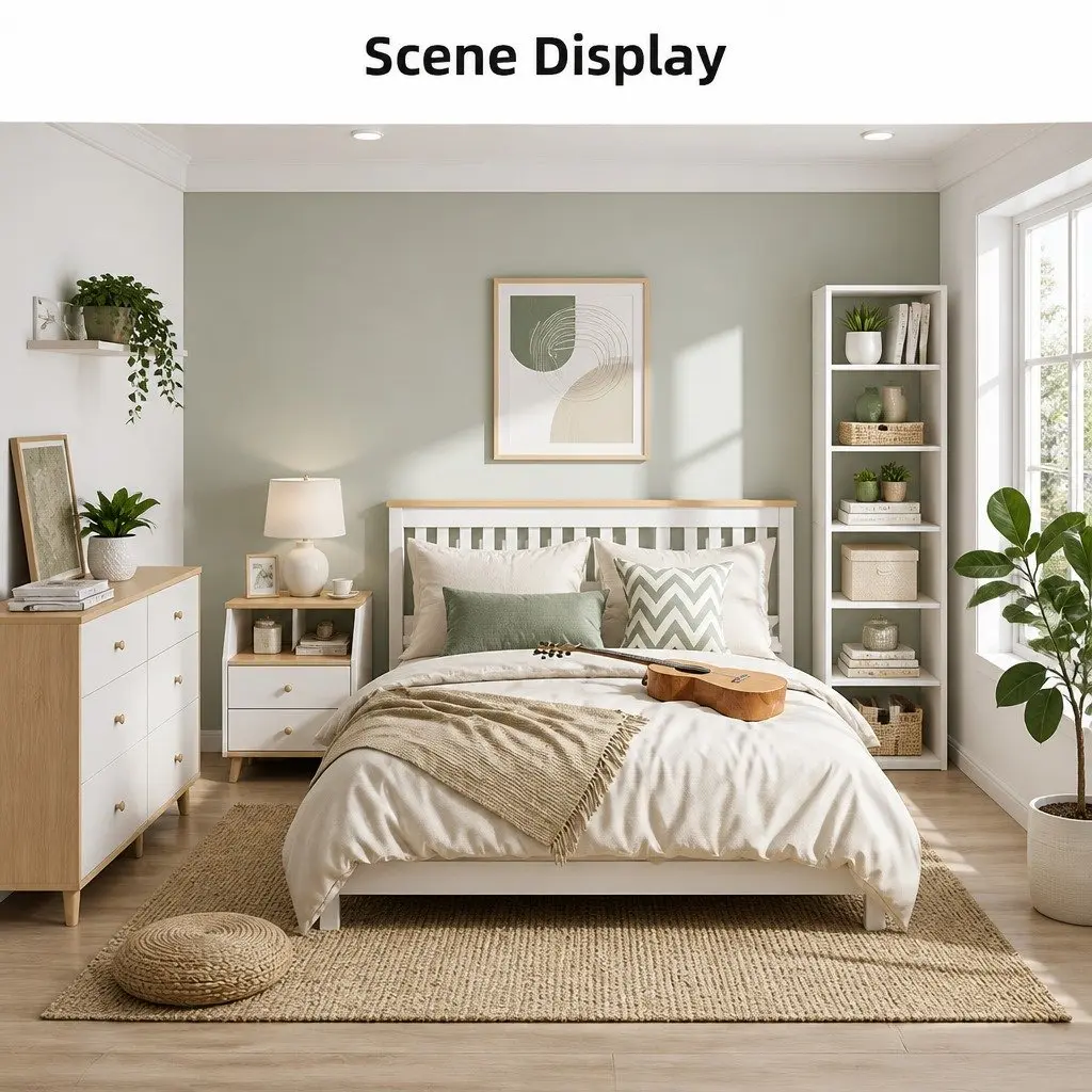 Bedside Table White 47 cm 2 Drawers Open Storage