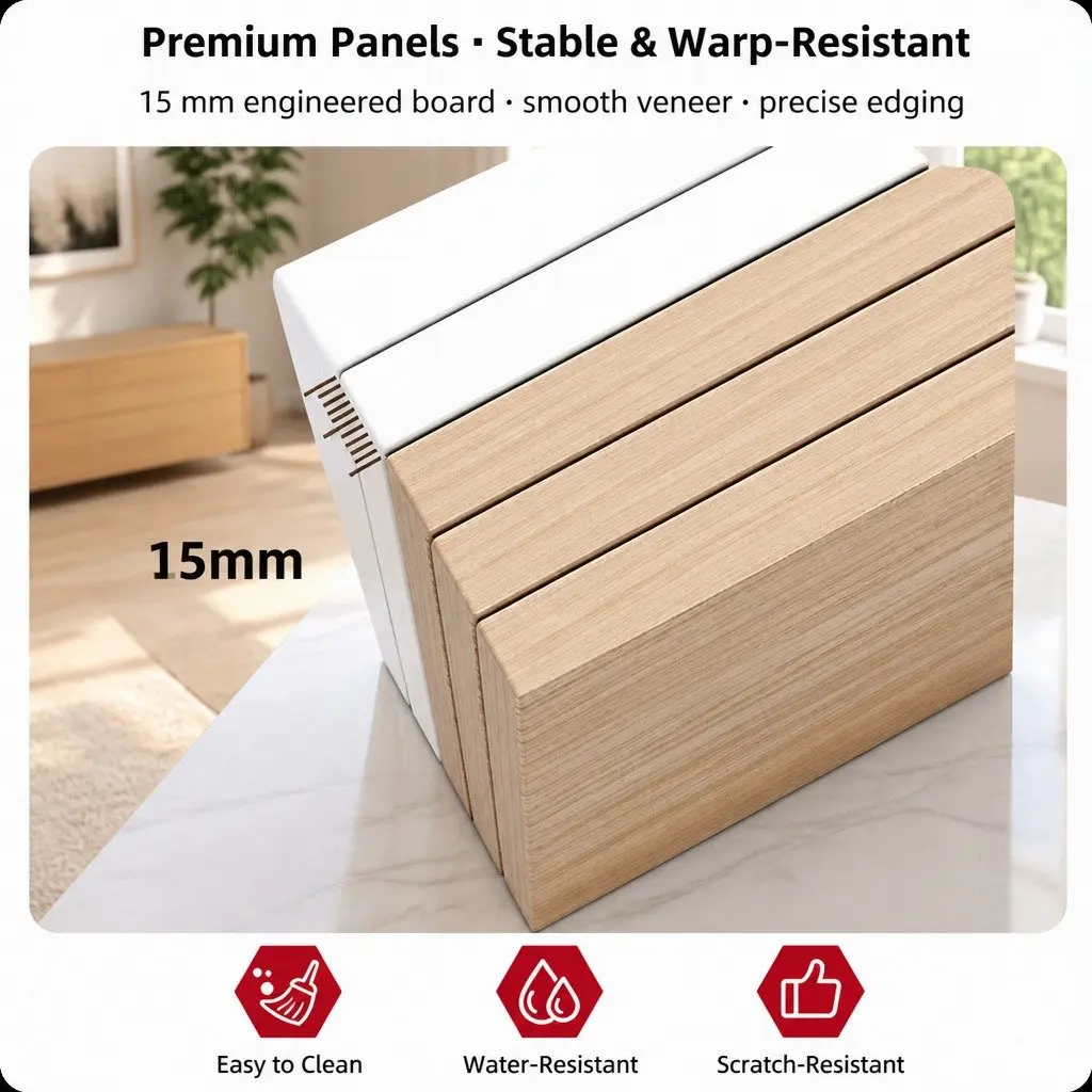 Bedside Table White 67cm 3 Drawers Open Tray