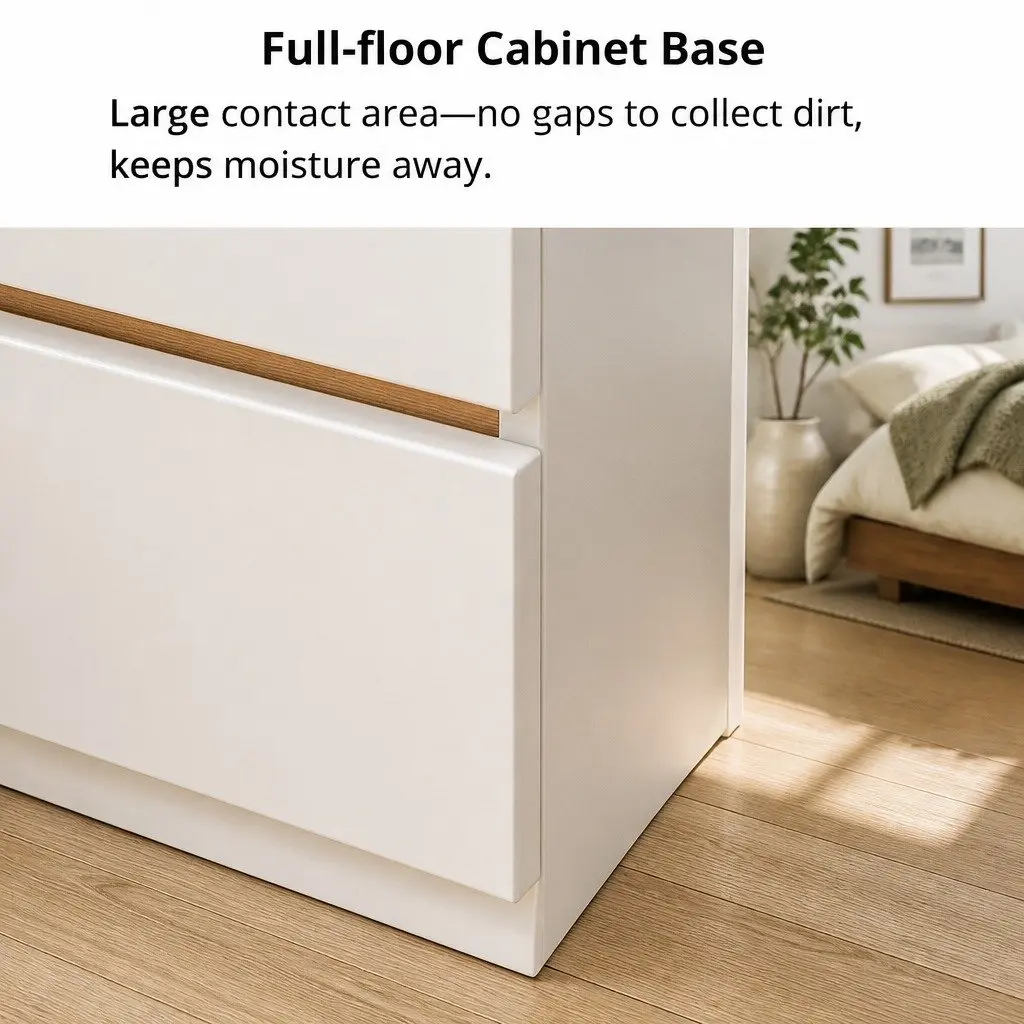 Compact Bedside Table Nightstand in Warm White with Drawer and Shelf 47cm