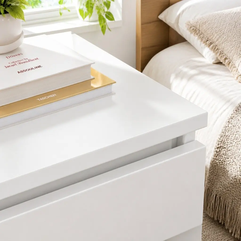 Nightstand Warm White 50x40x30 cm 2 Spacious Drawers