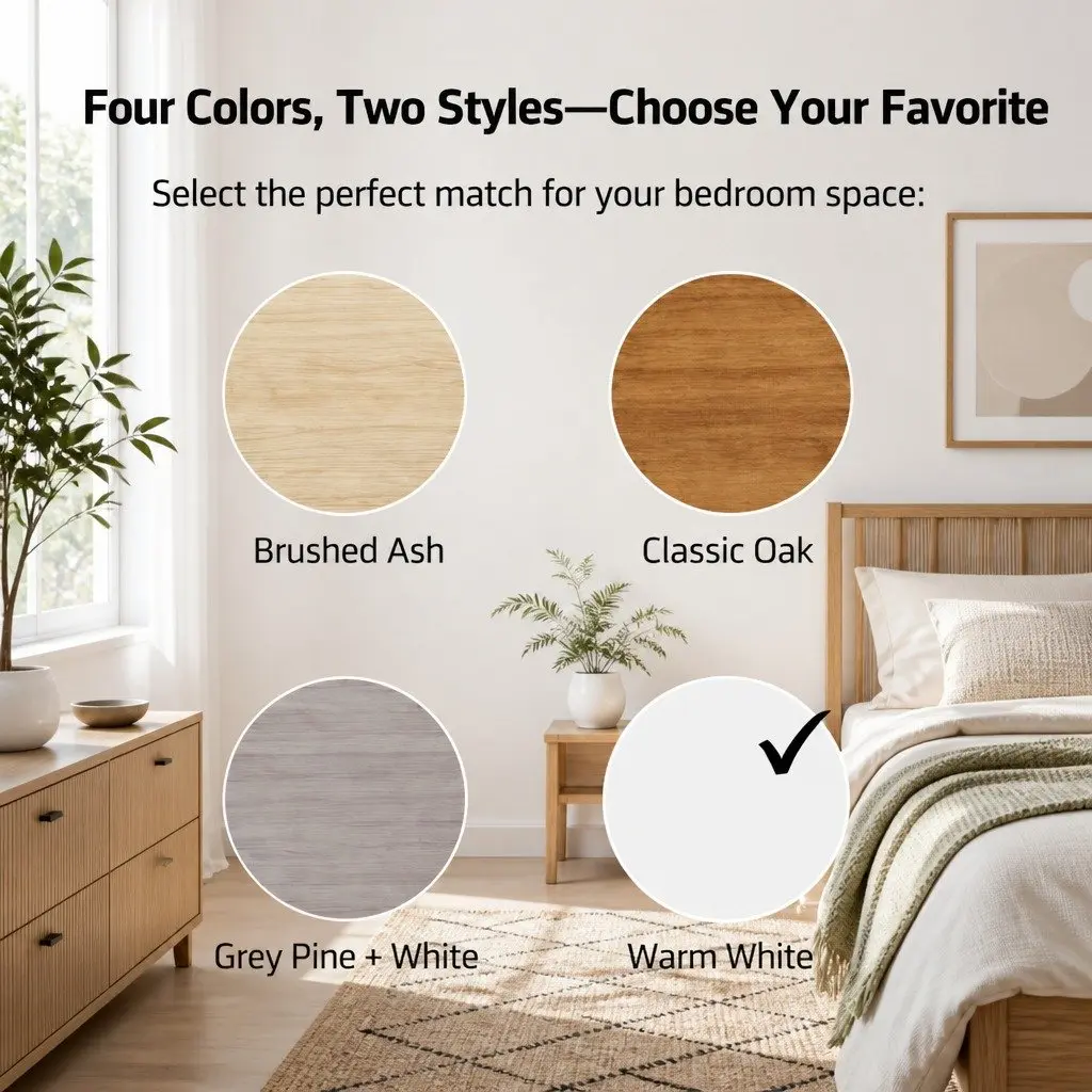 Stylish Warm White Nightstand with 3 Functional Drawers and Sleek Design