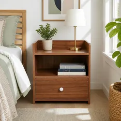 Compact Walnut Bedside Table for Minimalist Spaces
