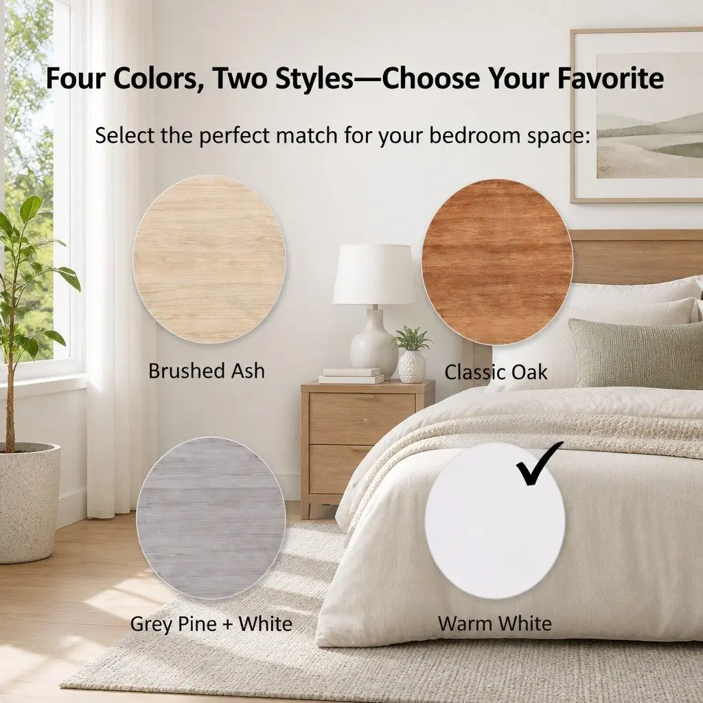 Nightstand Light Gray 48cm Wood Grain with Drawer and Open Tray