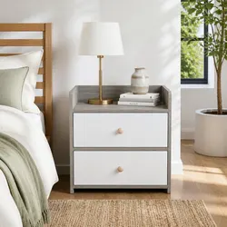 Concise Design: Two-Tone Bedside Table with Drawers