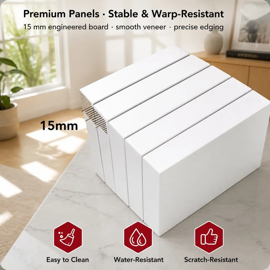 Bedside Table Warm White 47 cm 2 Drawers Open Tray