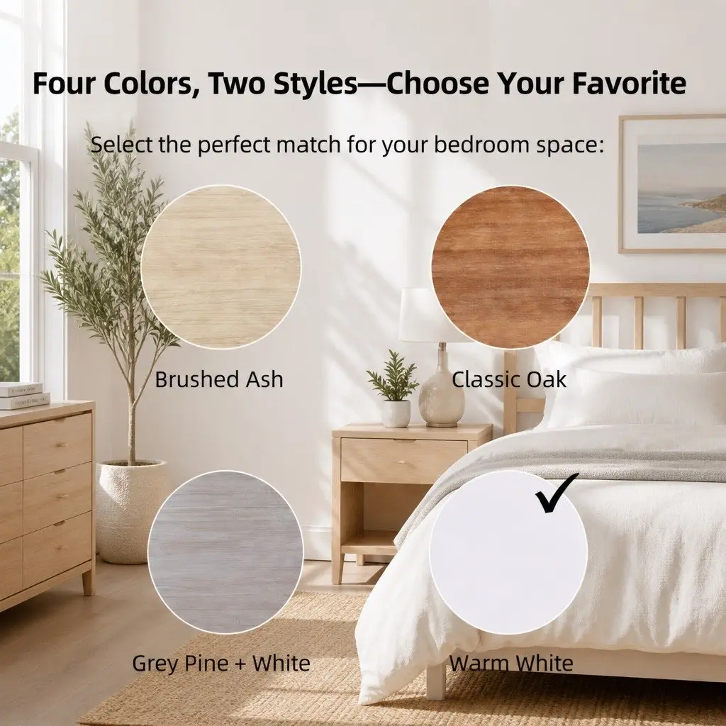 Bedside Table Warm White 47 cm 2 Drawers Open Tray