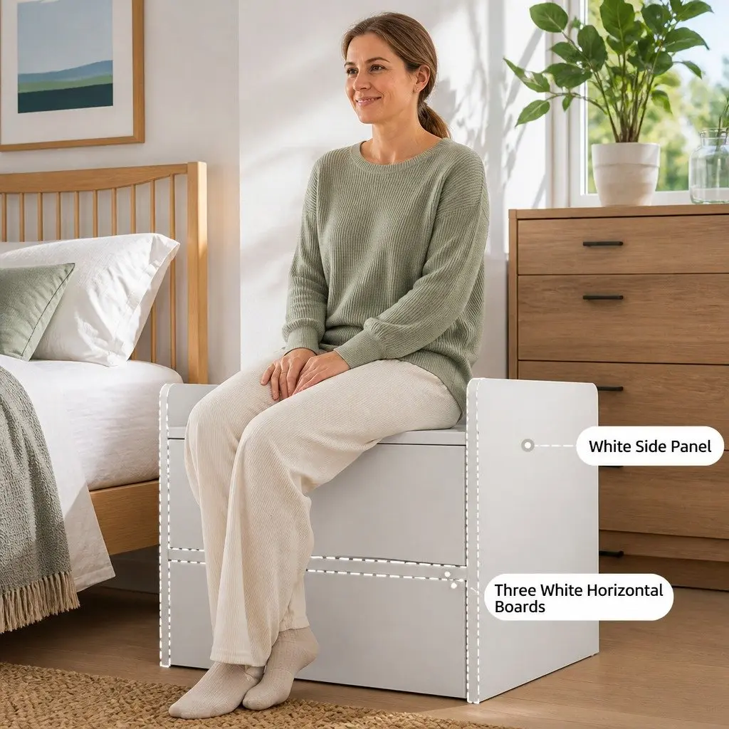 Bedside Table Warm White 47 cm 2 Drawers Open Tray