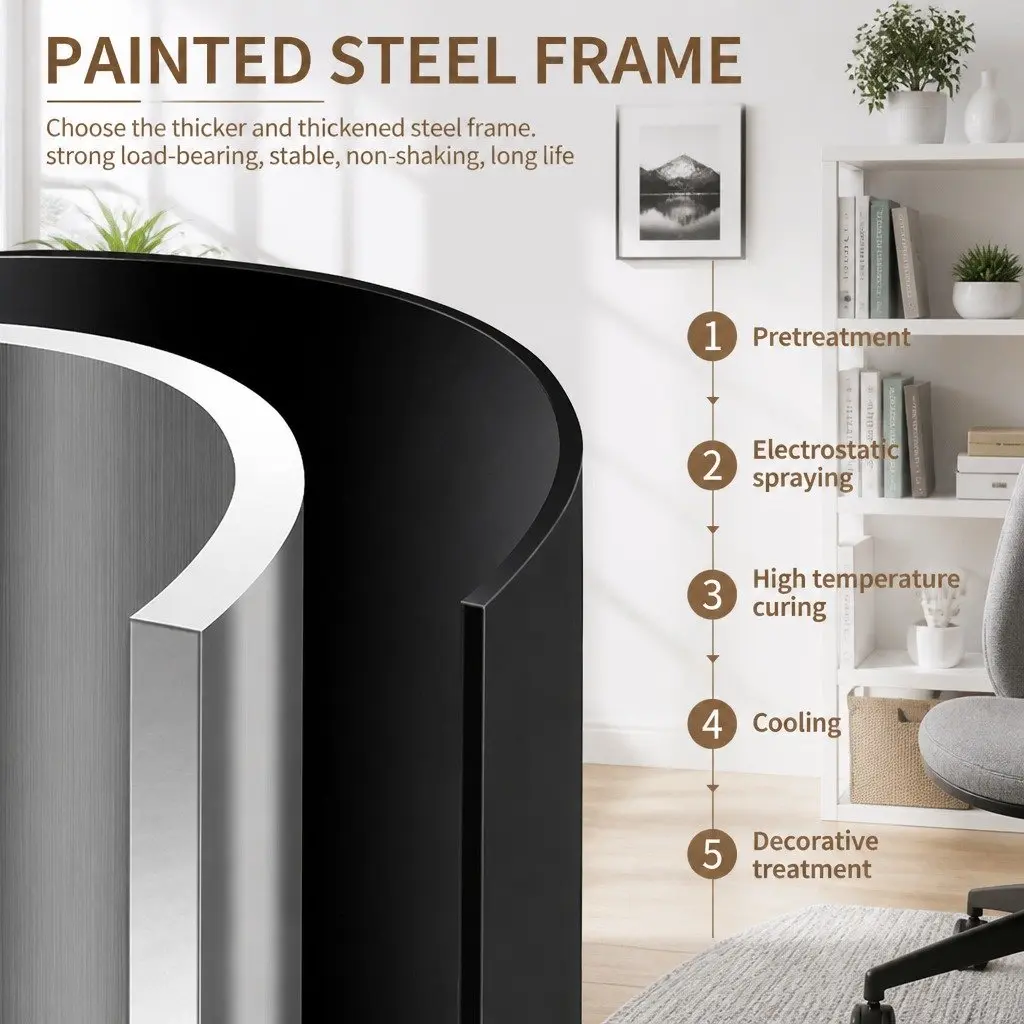 Computer Study Desk With Black Legs and White Desktop