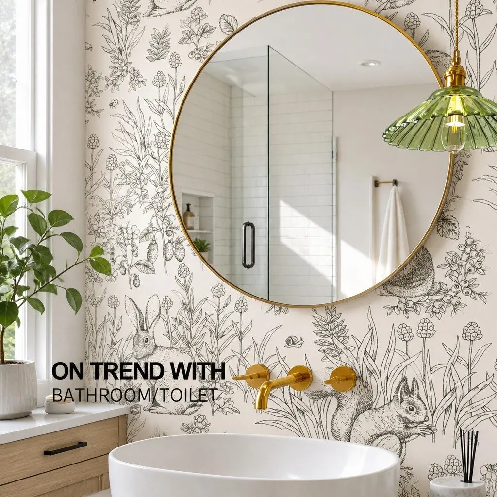Circular Wall Mirror Gold 80cm High Definition Silver Mirror Decorative Home