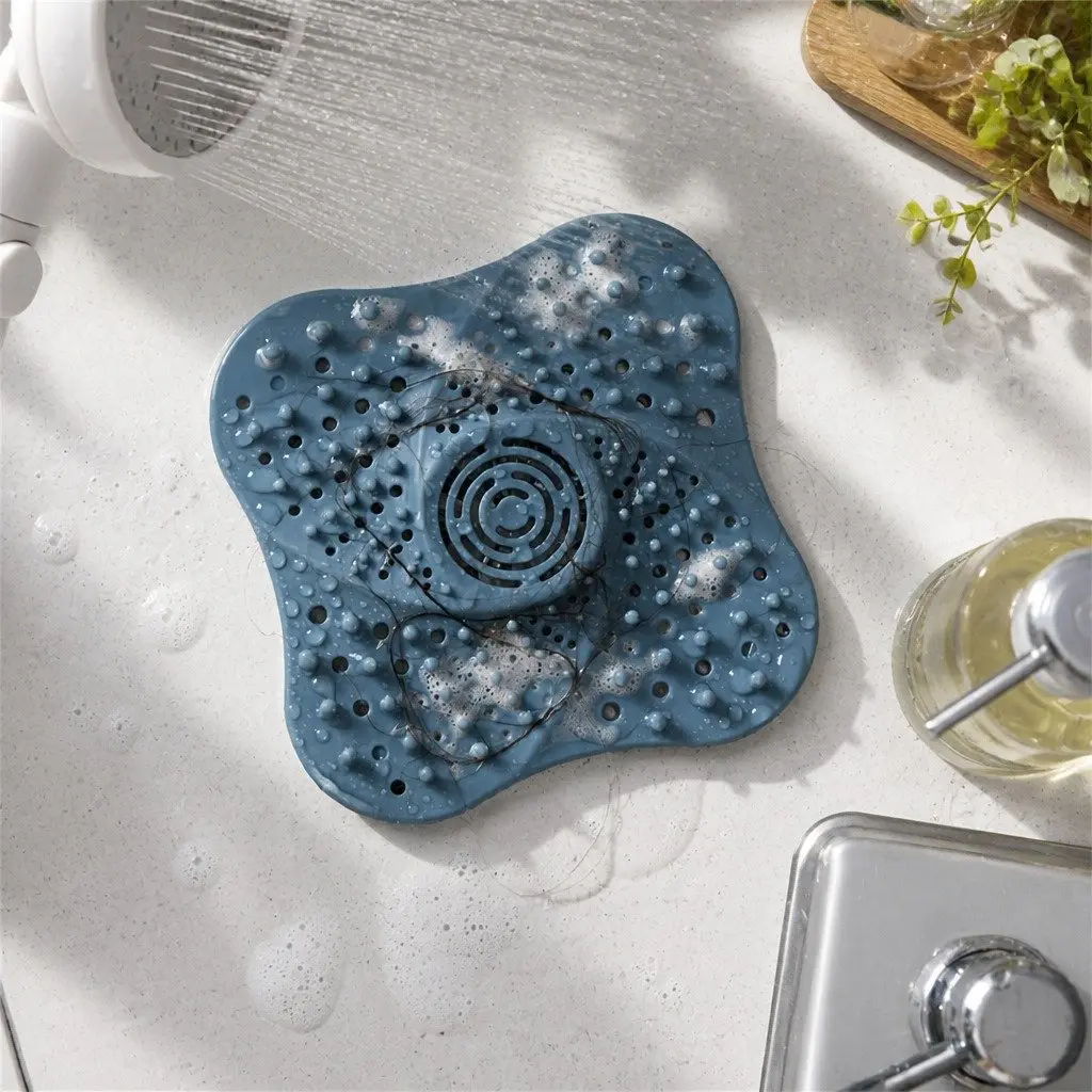 Silicone Drain Cover Blue 13cm Anti Blocking Filter Kitchen Sink
