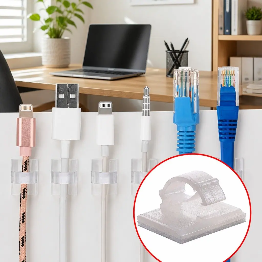 Adhesive Wire Clip Cable Holder Organizer Cord Management Drop Clamp Fastener