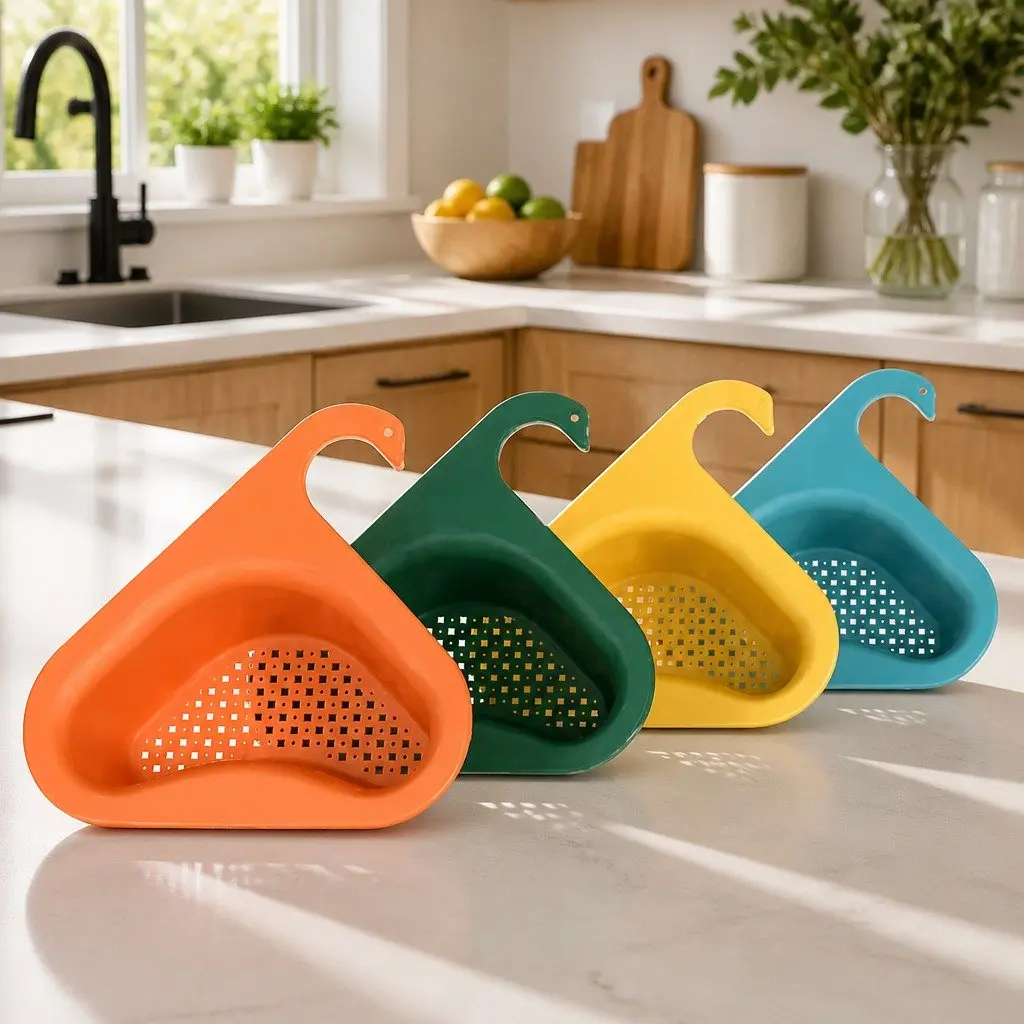 Triangle Kitchen Sink Organizer Storage Basket Rack Drain Strainer Shelf Unit