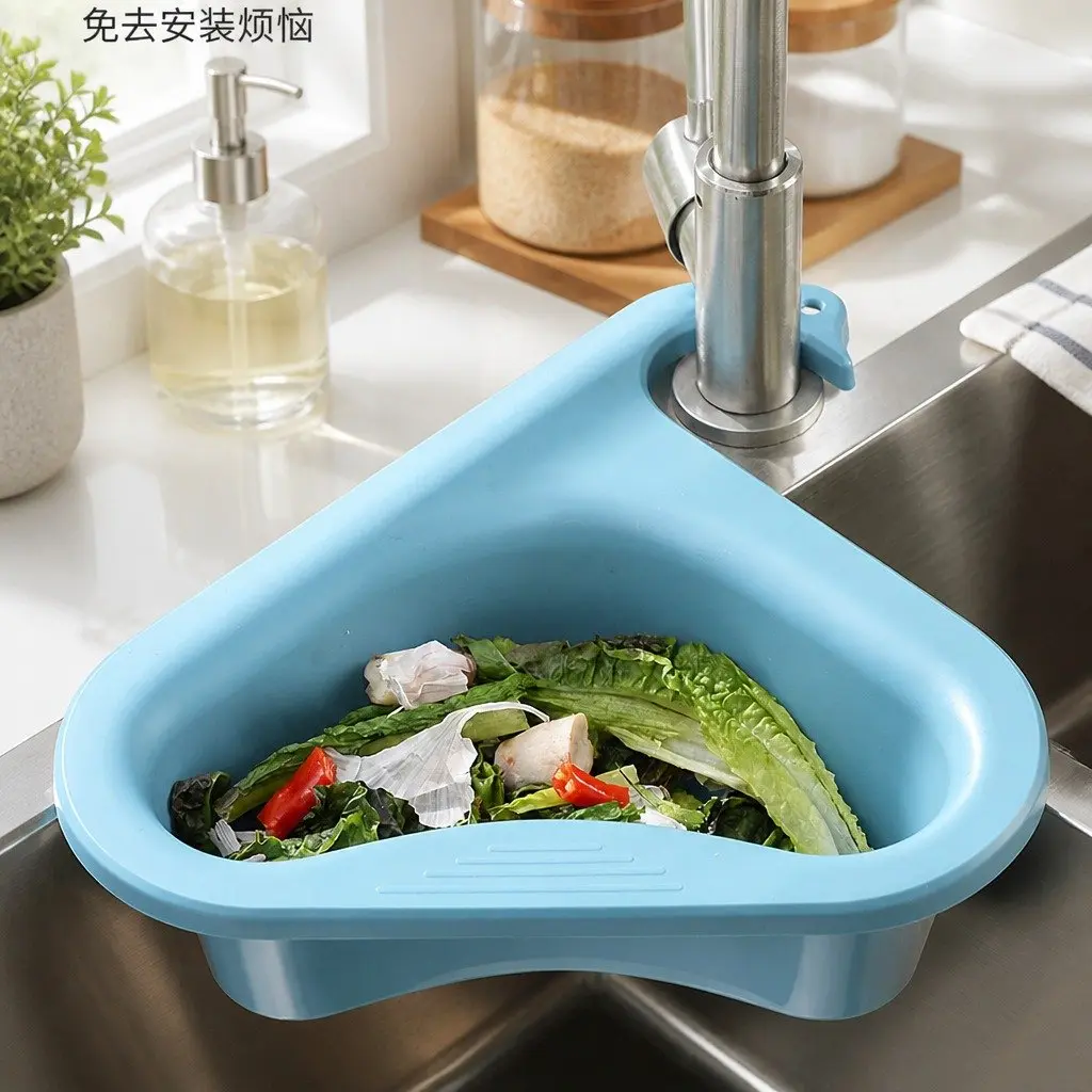 Kitchen Sink Drain Basket Yellow Food-Grade PP Non-Slip Hanging Storage Rack