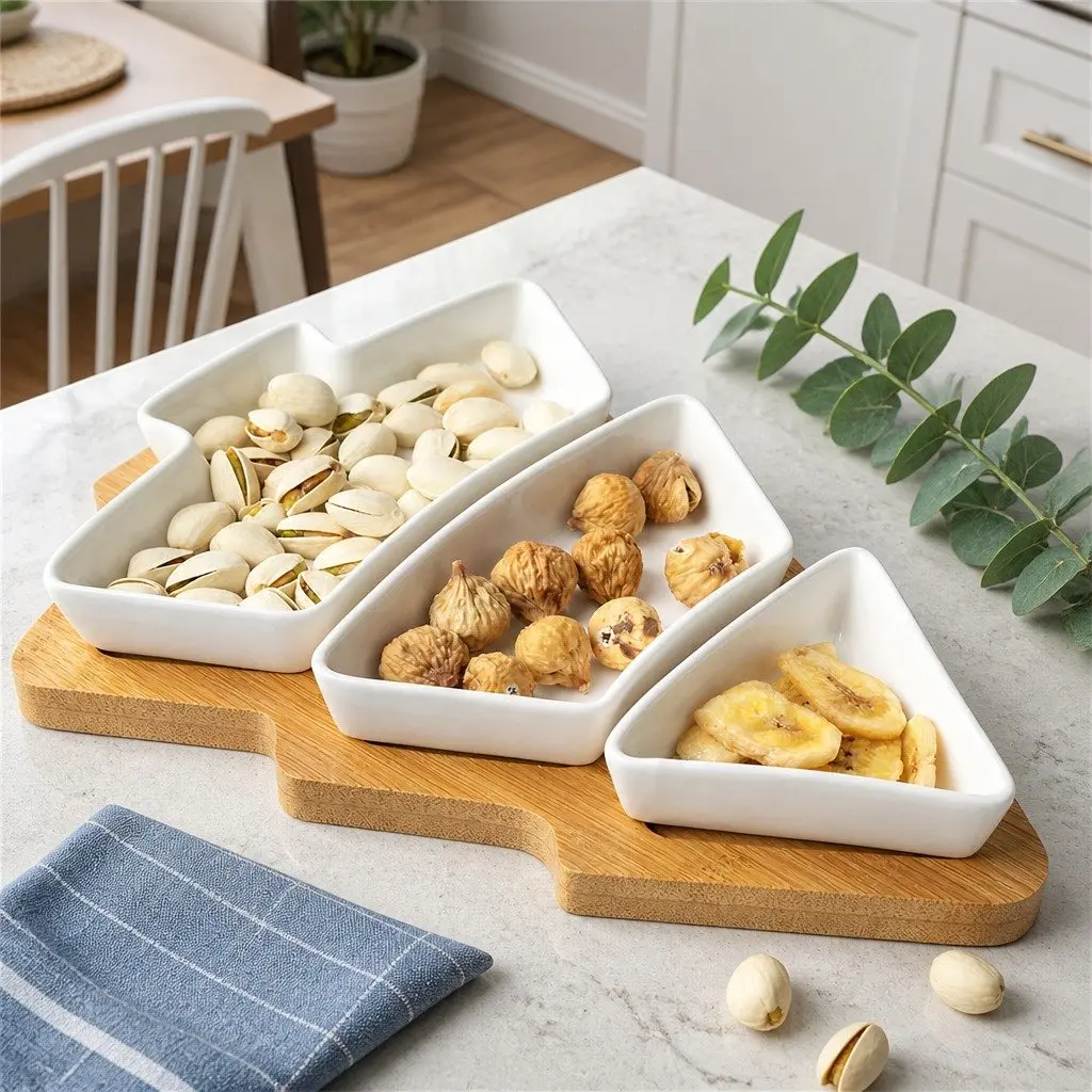 Dried Fruit Tray Blue 25.5 X 18.5cm Christmas Tree Shaped Multi-Grid Serving Plate