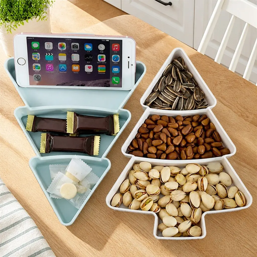 Dried Fruit Tray Pink 25.5 X 18.5cm Multi-Grid Plastic Snack Box